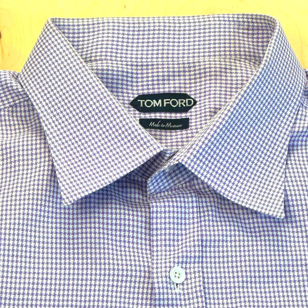 TOM FORD Made to Measure Purple Gingham Check Dress Shirt Men's
